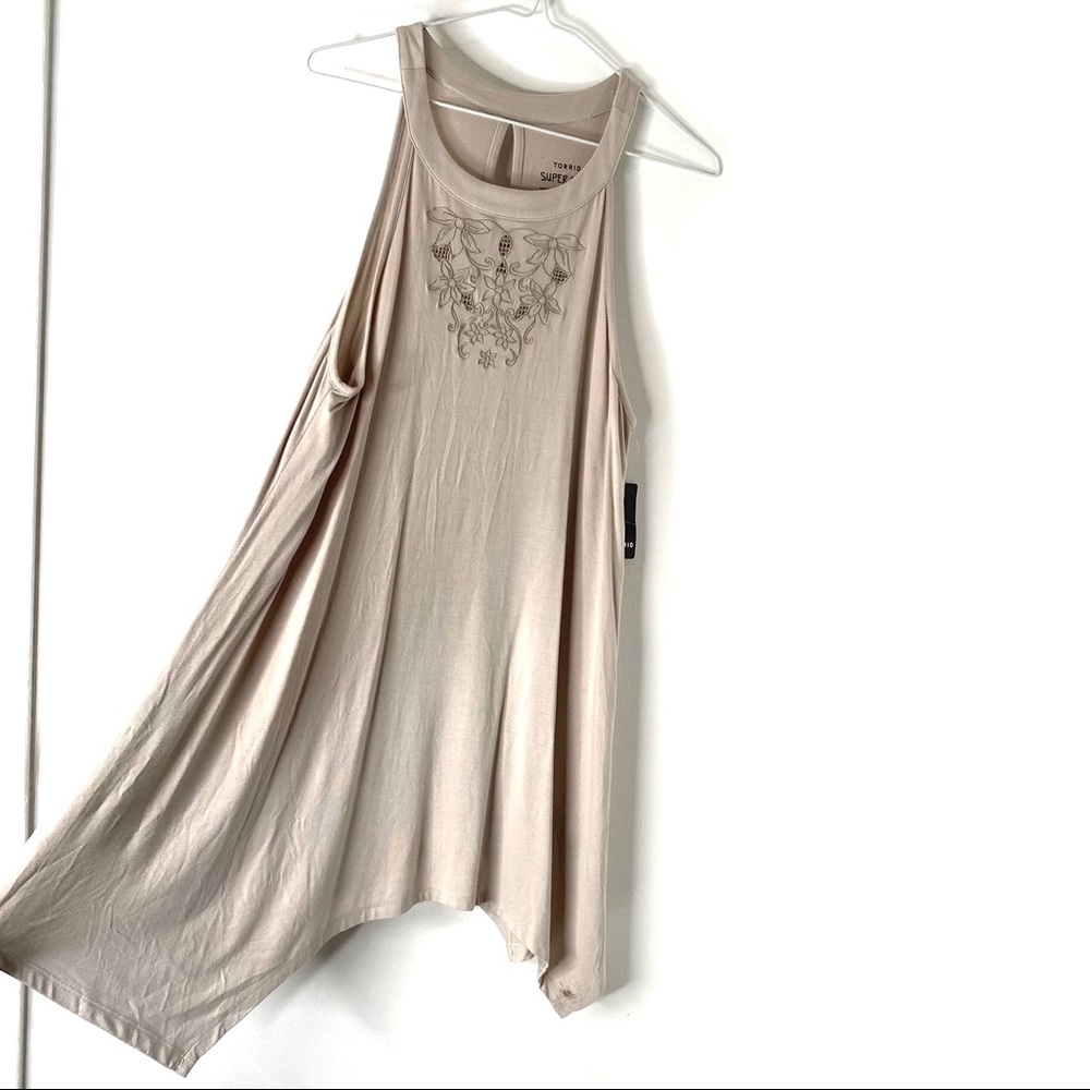 Torrid Grey Embroidered Super Soft Knits Halter Top